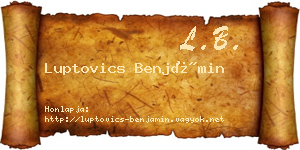 Luptovics Benjámin névjegykártya